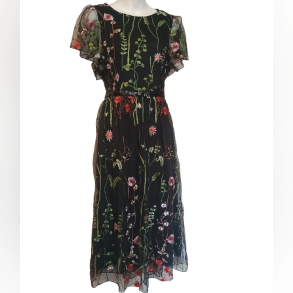 NWT JJS House Floral Embroidery Cocktail Dress Women's Size: L - Picture 3 of 14